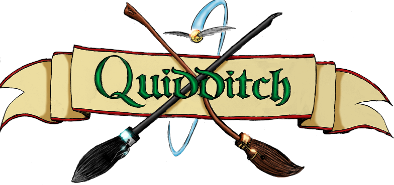 En esta imagen aparece la palabra quidditch con dos escobas haciendo una X